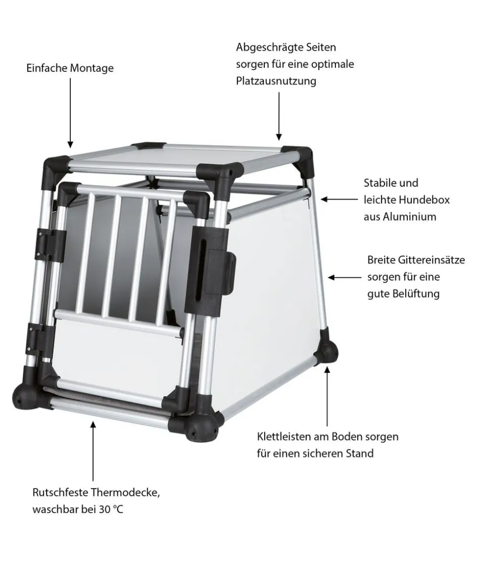Trixie Hundetransportbox Aluminium, hellgrau/silber