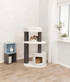 Trixie Kratzbaum XXL Cara, weiß/grau, ca. B78/H128/T48 cm