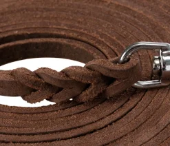 Trixie Schleppleine Rustic Fettleder, 10 m, S-L, dunkelbraun