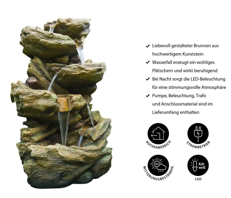 Ubbink Polyresin-Gartenbrunnen Mini-Wasserfall Vernier, ca. B46/H78/T36 cm