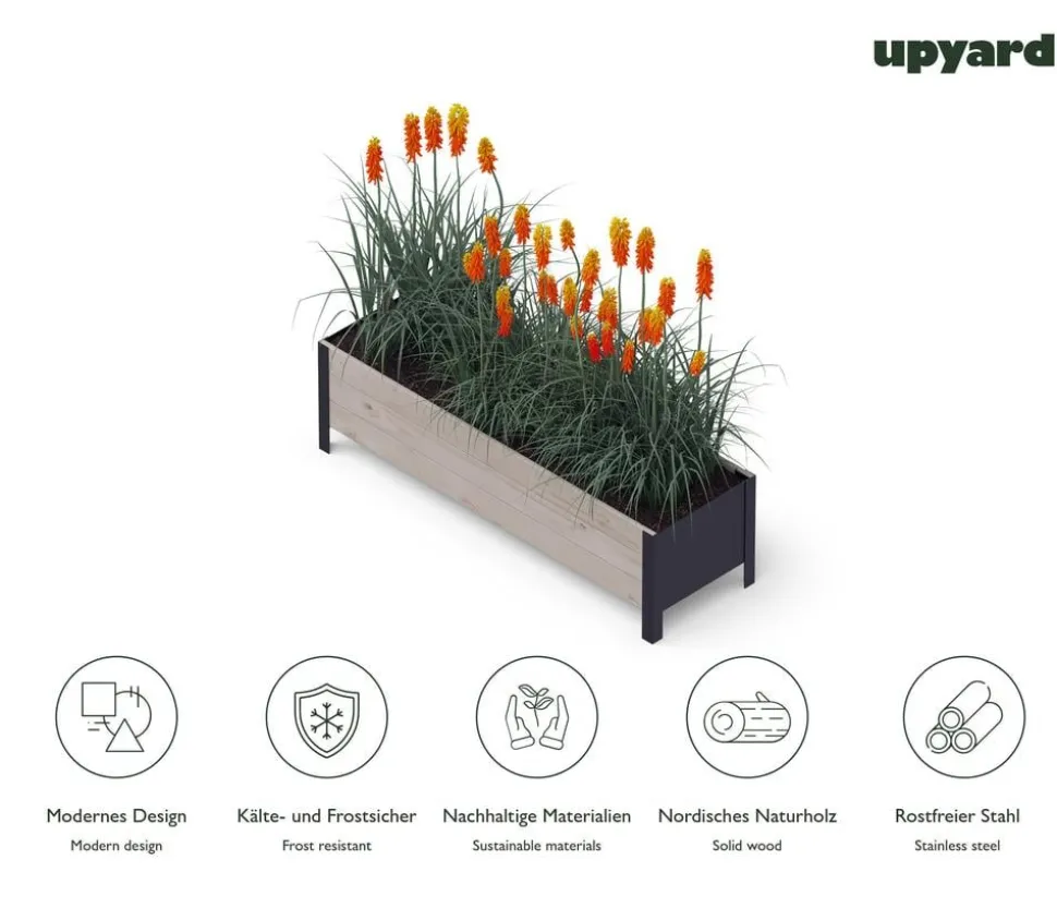 Upyard Holz-Pflanzkasten ModernBox, ca. B118/H32/T36 cm