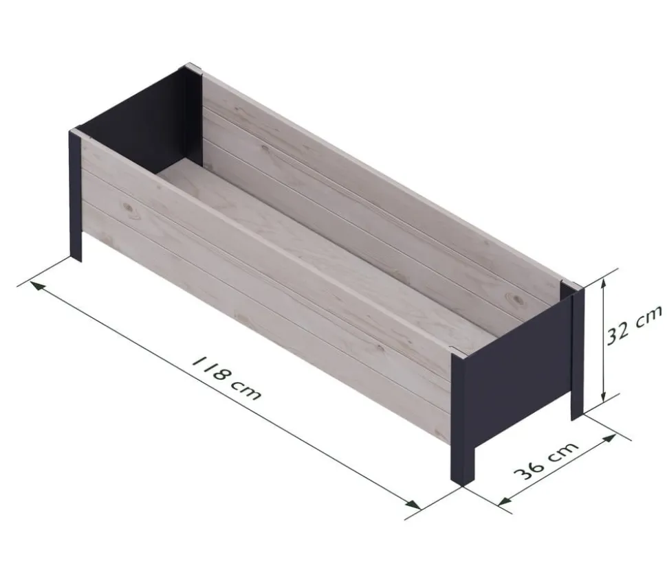 Upyard Holz-Pflanzkasten ModernBox, ca. B118/H32/T36 cm