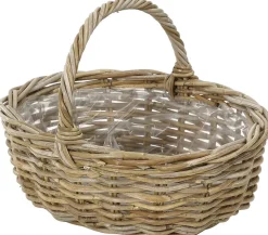Van der Leeden Rattan-Korb mit Henkel, oval, braun