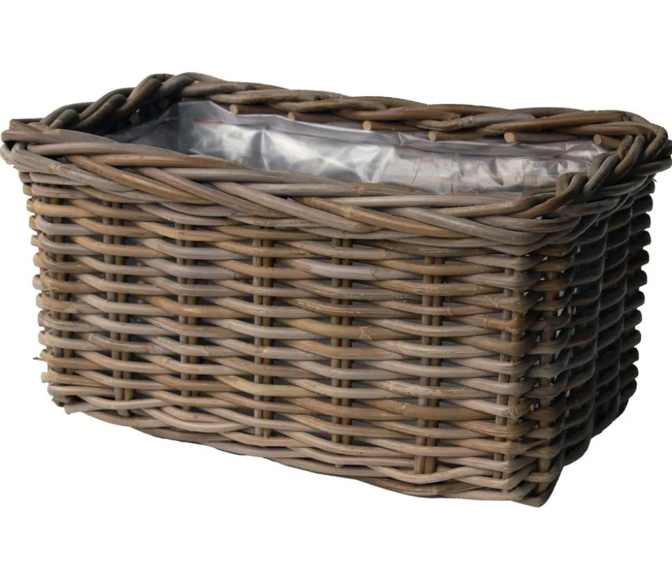 Van der Leeden Rattan-Pflanzkasten, graubraun