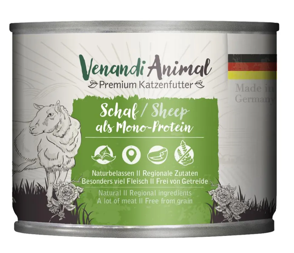 Venandi Animal Nassfutter für Katzen Monoprotein, Adult, 200 g
