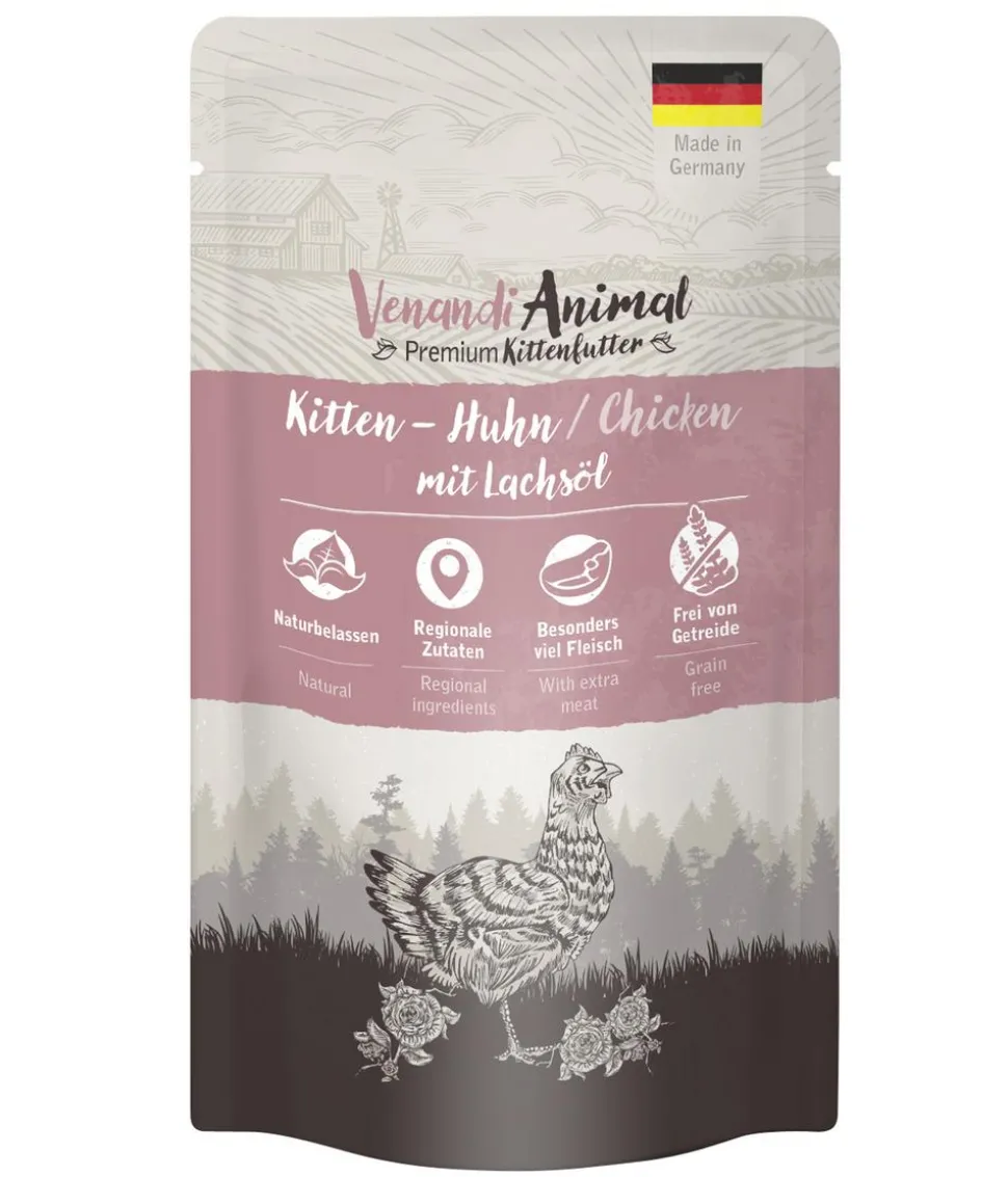 Venandi Animal Nassfutter für Katzen Kitten, Huhn, 125 g