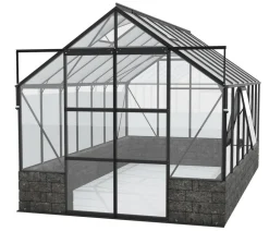 Vitavia Gewächshaus Cassiopeia 11500 ESG/HKP, inkl. Sockelmauer Basalt