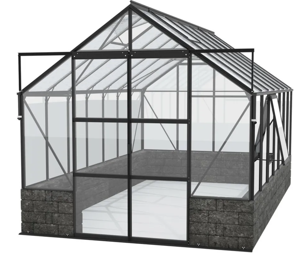 Vitavia Gewächshaus Cassiopeia11500 ESG/NSG, inkl. Sockelmauer Basalt