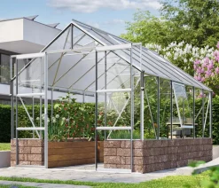 Vitavia Gewächshaus Cassiopeia 9900 ESG, inkl. Sockelmauer Basalt