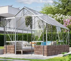 Vitavia Gewächshaus Cassiopeia 9900 ESG, inkl. Sockelmauer Basalt