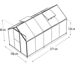Vitavia Gewächshaus Pluto 7500 HKP, inkl. Stahlfundamentrahmen, ca. B198/H208/T377 cm