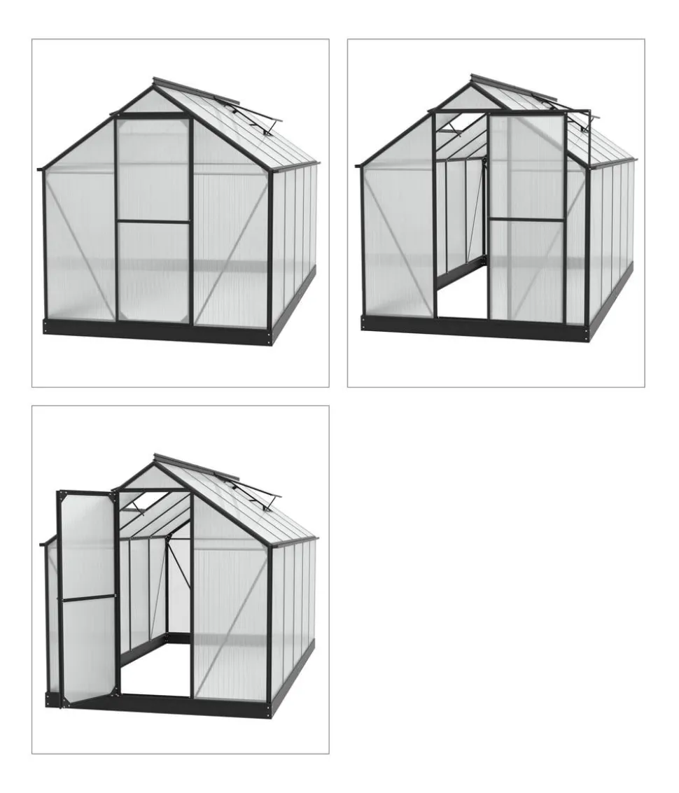 Vitavia Gewächshaus Pluto 7500 HKP, inkl. Stahlfundamentrahmen, ca. B198/H208/T377 cm