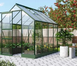 Vitavia Gewächshaus Pontos 5000, ESG 3 mm/HKP 6 mm, inkl. Stahlundamentrahmen, ca. B195/H207/T261 cm
