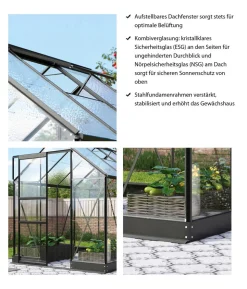 Vitavia Gewächshaus Pontos 5000, ESG/NSG, inkl. Stahlfundamentrahmen, ca. B195/H207/T261 cm