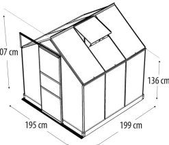 Vitavia Gewächshaus Pontos 3800 ESG/NSG, inkl. Stahlfundamentrahmen, ca. B195/H207/T199 cm