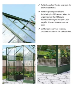 Vitavia Gewächshaus Pontos 3800 ESG/NSG, inkl. Stahlfundamentrahmen, ca. B195/H207/T199 cm