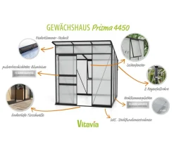 Vitavia Gewächshaus Prisma 4450 HKP, inkl. Stahlfundamentrahmen