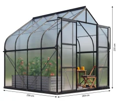 Vitavia Gewächshaus Saturn 6700 HKP, inkl. Stahlfundamentrahmen, ca. B264/H255/T258 cm