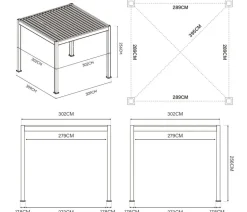 Weide Classic Pergola Alu-Stahl, ca. B300/H255/T300 cm
