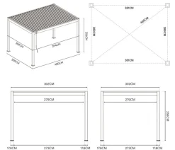 Weide Deluxe Pergola Voll-Alu, ca. B400/H255/T300 cm