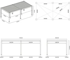 Weide Deluxe Pergola Voll-Alu, ca. B720/H255/T360 cm