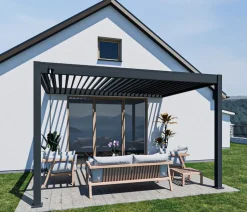 Weide Deluxe Wandpergola Voll-Alu, ca. B400/H255/T300 cm