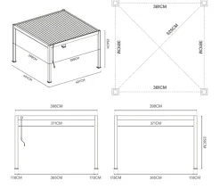Weide Pergola Deluxe Plus 4x4, ca. B400/H255/T400 cm