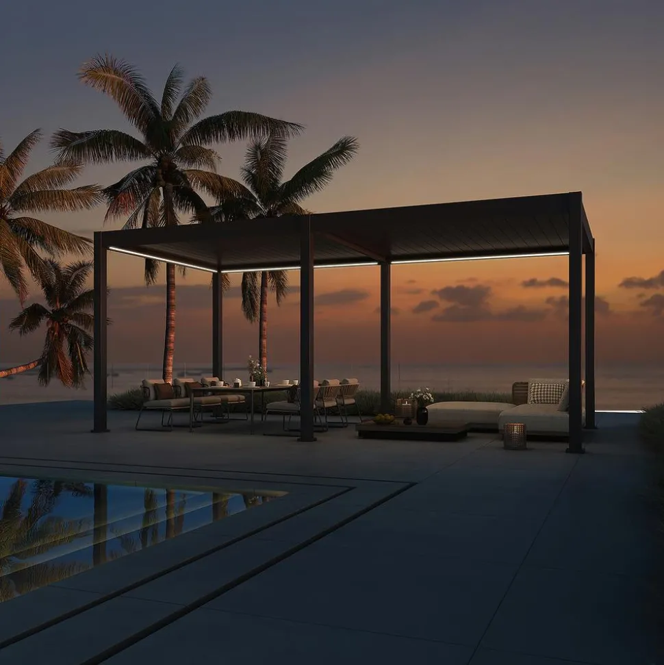 Weide Pergola LED E-Deluxe 3x6, ca. B600/H255/T300 cm