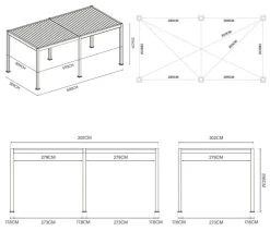 Weide Pergola LED E-Deluxe 3x4, ca. B400/H255/T300 cm