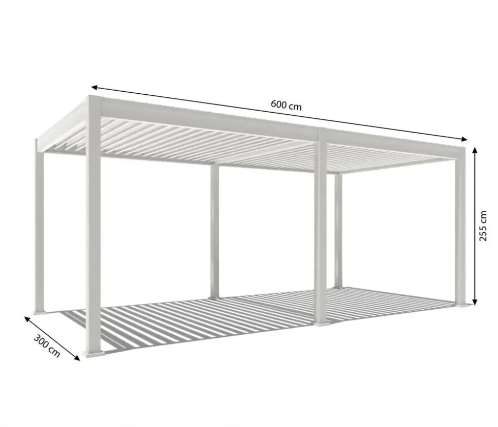 Weide Pergola LED E-Deluxe 3x6, ca. B600/H255/T300 cm
