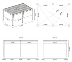 Weide Pergola LED E-Deluxe 3,6x5,3, ca. B530/H255/T360 cm