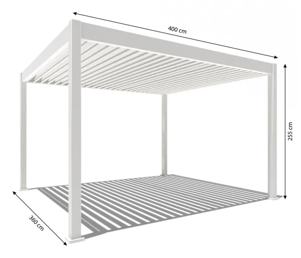 Weide Pergola LED E-Deluxe 3,6x4, ca. B400/H255/T360 cm
