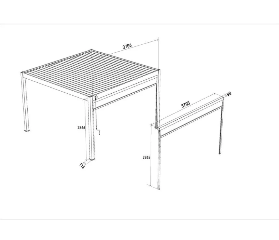 Weide Sonnenrollo für Deluxe/Classic Pergola, ca. B400 cm
