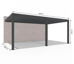 Weide Wand-Pergola LED E-Deluxe Plus 4x6, ca. B600/H255/T400 cm