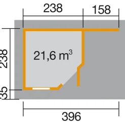 Weka Designhaus 126 A, Gr. 2, ca. B500/H225/T377 cm