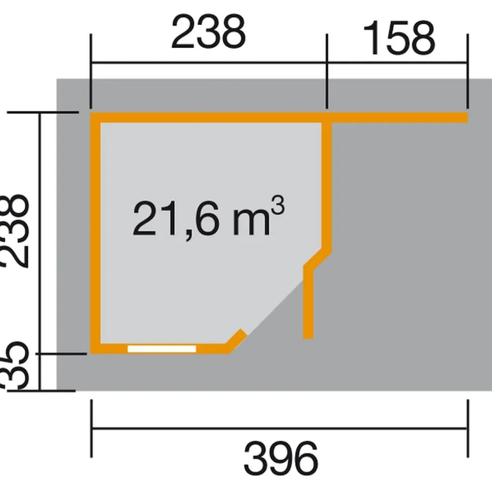 Weka Designhaus 126 A, Gr. 2, ca. B500/H225/T377 cm