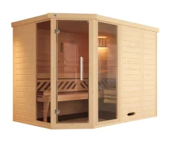 Weka Ecksauna Kemi mit Glastür und Fenster