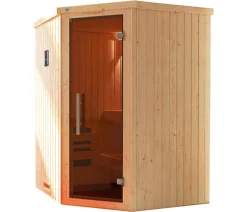 Weka Ecksauna Kiruna mit Glastür, inkl. Bio-Ofen