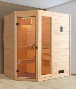 Weka Ecksauna Valida mit Glastür und Fenster