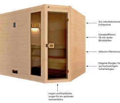 Weka Ecksauna Valida mit Glastür und Fenster