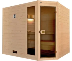 Weka Ecksauna Valida mit Glastür und Fenster