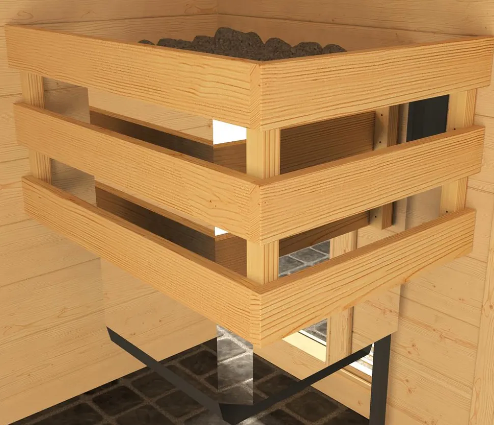 Weka Ecksauna Valida mit Glastür und Fenster