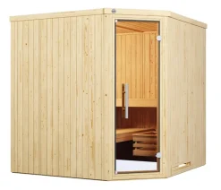 Weka Ecksauna Varberg mit Glastür