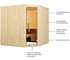 Weka Ecksauna Varberg mit Glastür