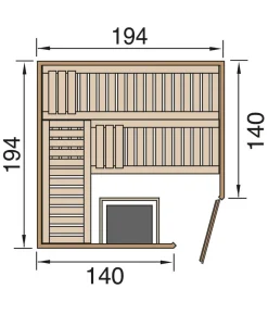 Weka Ecksauna Varberg mit Glastür und Fenster inkl. Ofen, ca. B194/H199/T194 cm