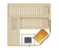 Weka Ecksauna Varberg mit Glastür und Fenster inkl. Ofen, ca. B194/H199/T194 cm