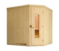 Weka Ecksauna Varberg mit Holztür inkl. Ofen, ca. B194/H199/T194 cm
