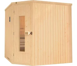 Weka Ecksauna Varberg mit Holztür, ca. B194/H199/T194 cm