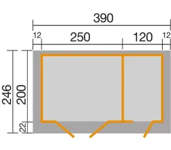 Weka Gartenhaus 254, ca. B390/H222/T246 cm