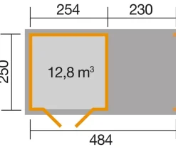 Weka Gartenhaus 321 + 230 cm Anbau